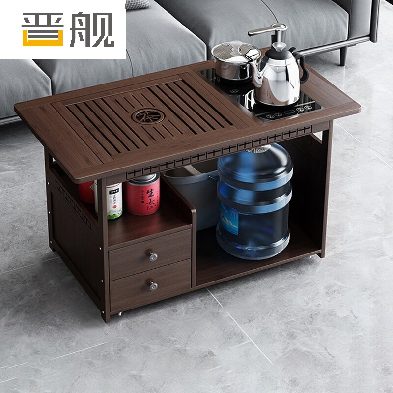 晋舰 移动茶台家用阳台竹木小茶桌烧水壶一体简约现代功夫茶几 80长全自动电器