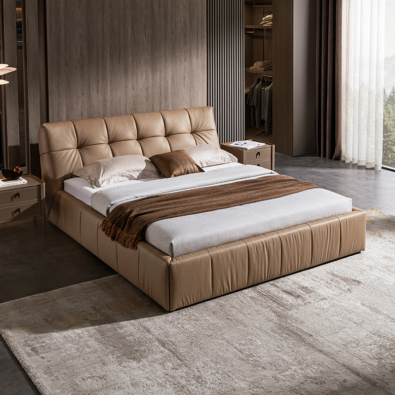 芝華仕(cheers)芝华仕意式极简真皮床轻奢主卧室大婚双人床头软包高端