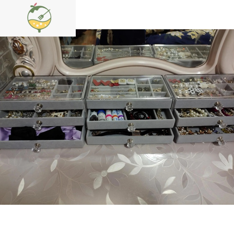 YICHENG首饰收纳盒少女饰品耳饰戒指耳钉项链展示整理简约耳环手表收纳架饰品盒