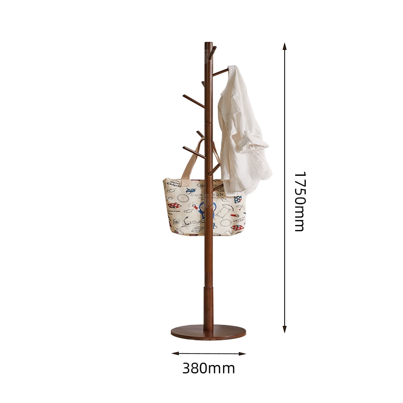 翌嘉YJ4122612 实木衣架落地卧室挂衣架内挂包架门口挂衣杆 3.5cm胡桃色圆盘高清大图