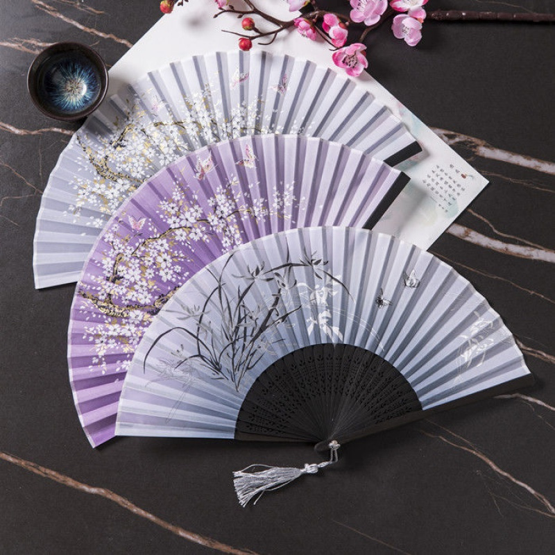 扇子折扇汉服女式古风古典古装夏季复古流苏中国风舞蹈扇折叠随身聚珥