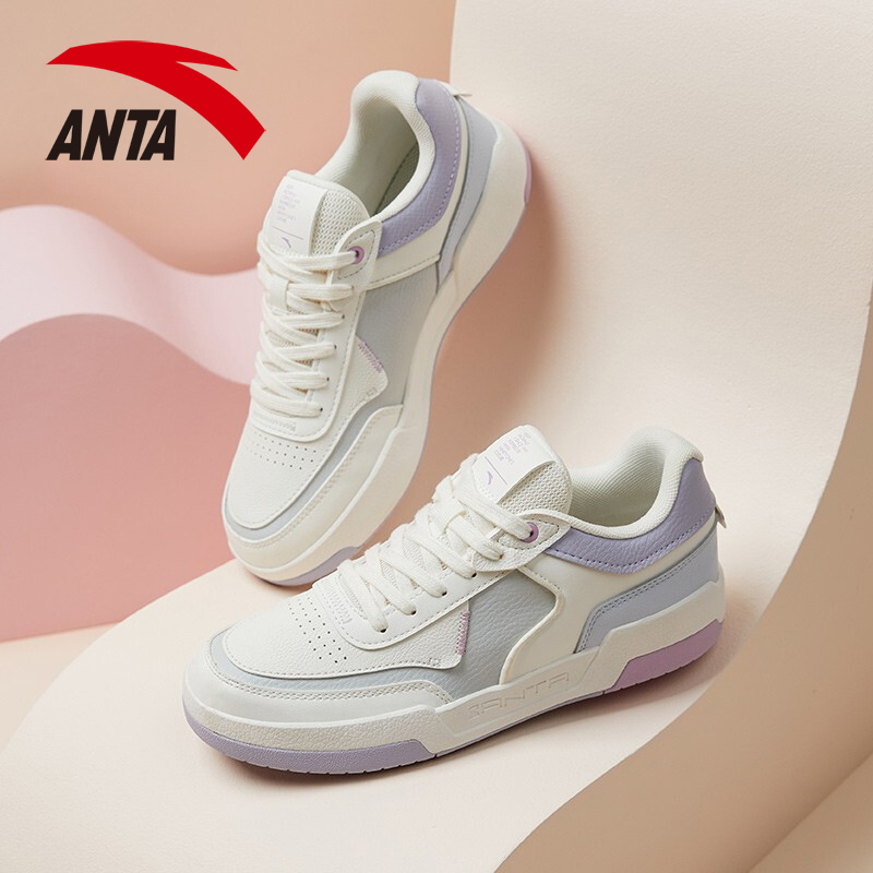 安踏板鞋女鞋新款旗舰皮面复古小白鞋潮流休闲运动鞋