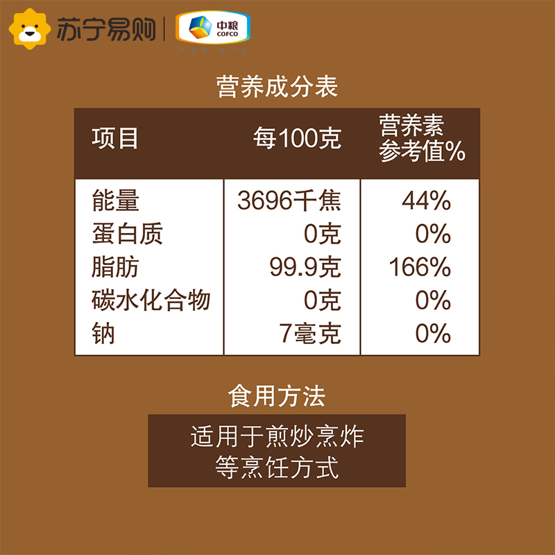 中粮初萃纯香菜籽油4L