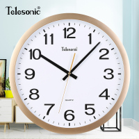 天王星(Telesonic)客厅挂钟简约时尚卧室钟表书房会议室现代创意圆形石英钟 扫秒机芯