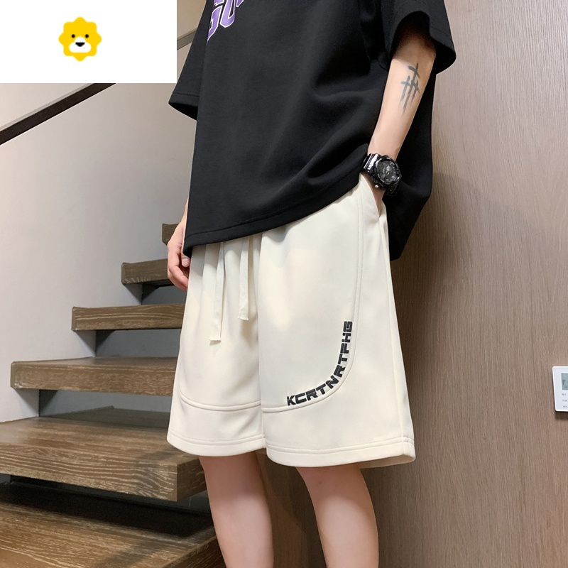 FISH BASKET美式休闲短裤男季2024新款潮牌宽松直筒运动裤薄款篮球五分裤子