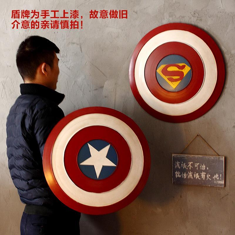 铁艺壁挂 美国队长盾牌 工业风壁饰 酒吧装饰品 居家创意装饰品-美国队长