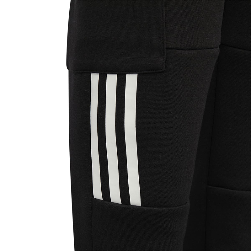 adidas 童装 纯色Logo条纹印花束脚运动裤 男童 黑色 HM9615