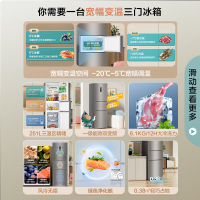 海信(Hisense)251升冰箱三开门风冷无霜一级能效省电变频小冰箱变温冷藏冷冻以旧换新BCD-251WYK1DPJ