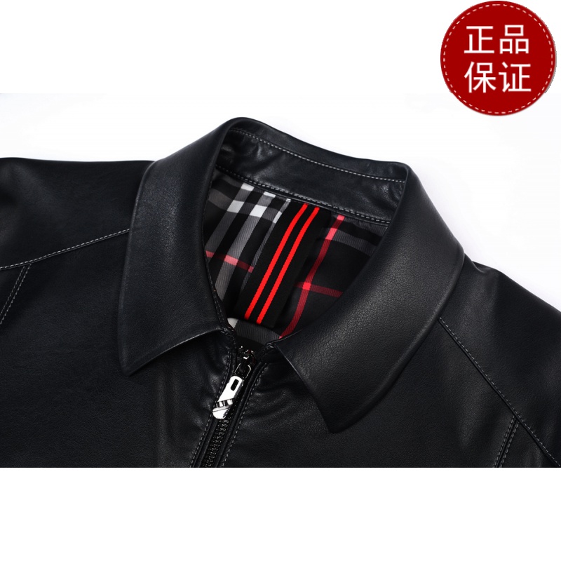 免费试穿 中年男人皮衣翻领短款爸爸衣服时尚休闲皮夹克仿真皮外套仿水保暖2024冬装新款外套潮海宁软皮夹克大码男装高清大图