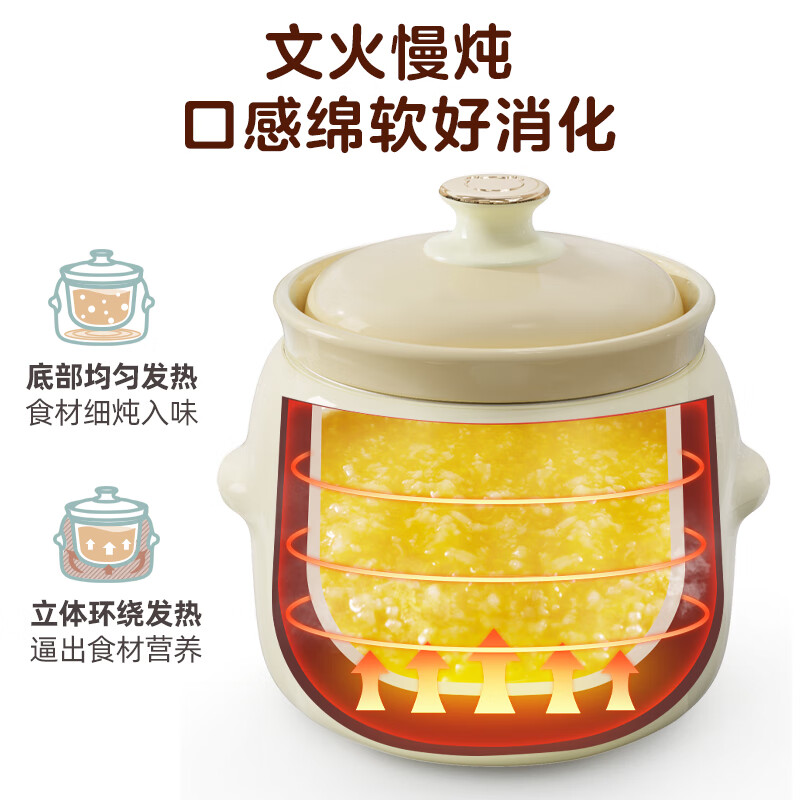 小熊(bear)电炖锅 婴儿辅食锅 bb煲辅食机炖盅电炖锅婴儿1L天然陶瓷 DDG-D10H5台高清大图
