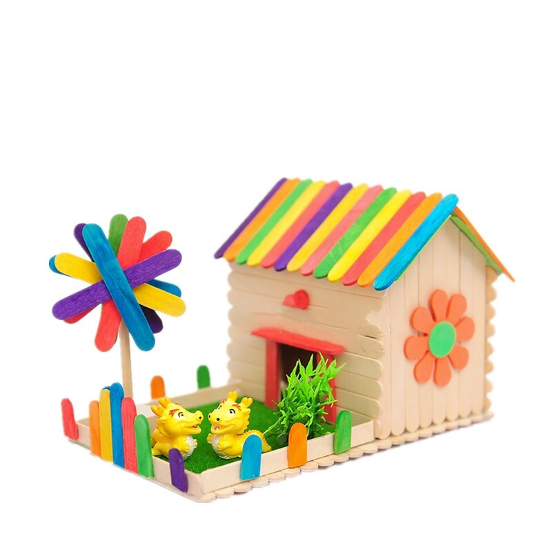 雪糕棒diy创意小房子模型小屋手工亲子幼儿园儿童手工制作材料包生肖