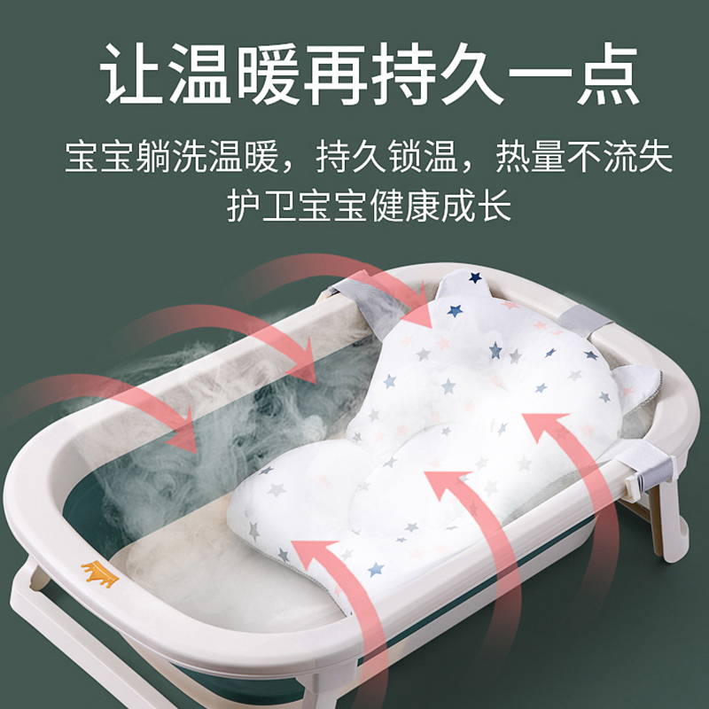 开优米(Kiuimi)婴儿折叠浴盆 新生儿家用洗澡盆 宝宝浴桶大号儿童洗浴盆婴童浴盆 晨雾绿盆高清大图