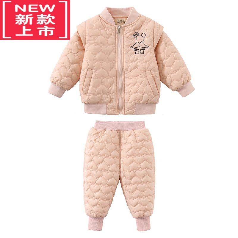 可莉允宝宝棉衣套装女加厚2022新款冬季洋气儿童棉服棉裤两件套女童冬装图片