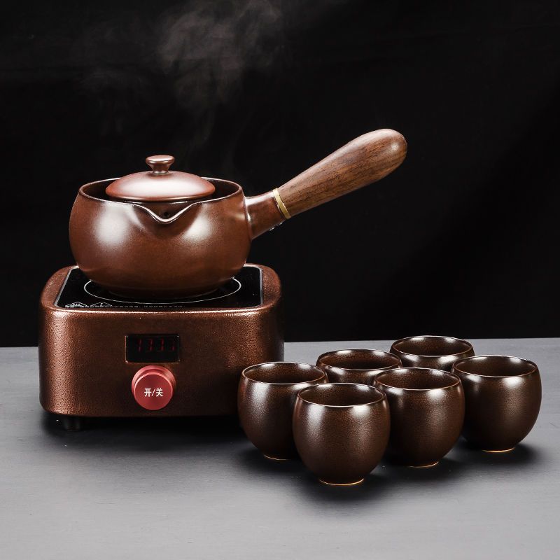 陶瓷煮茶器茶壶侧把壶单壶功夫茶具荼壶电陶炉普洱黑茶泡茶器