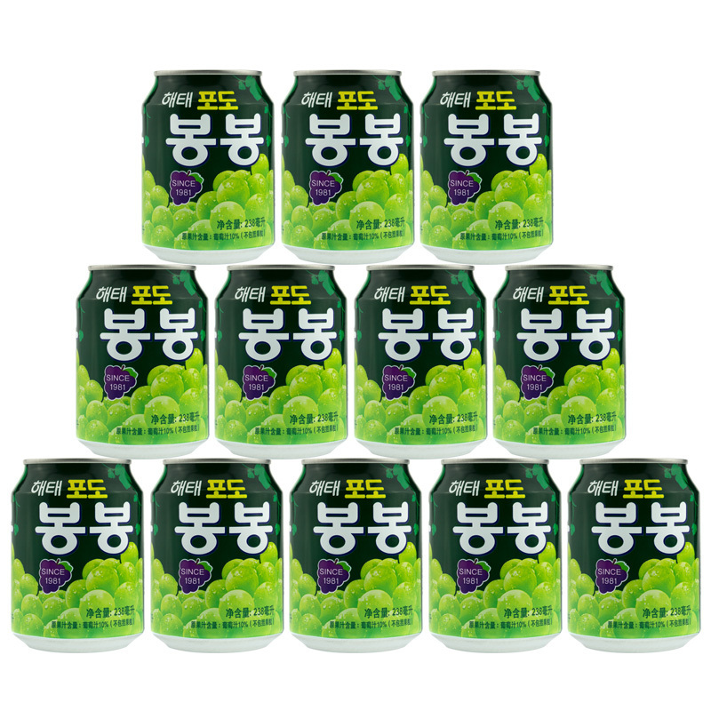 韩国进口海太(haitai)葡萄汁238ml*12瓶整盒装进口饮料