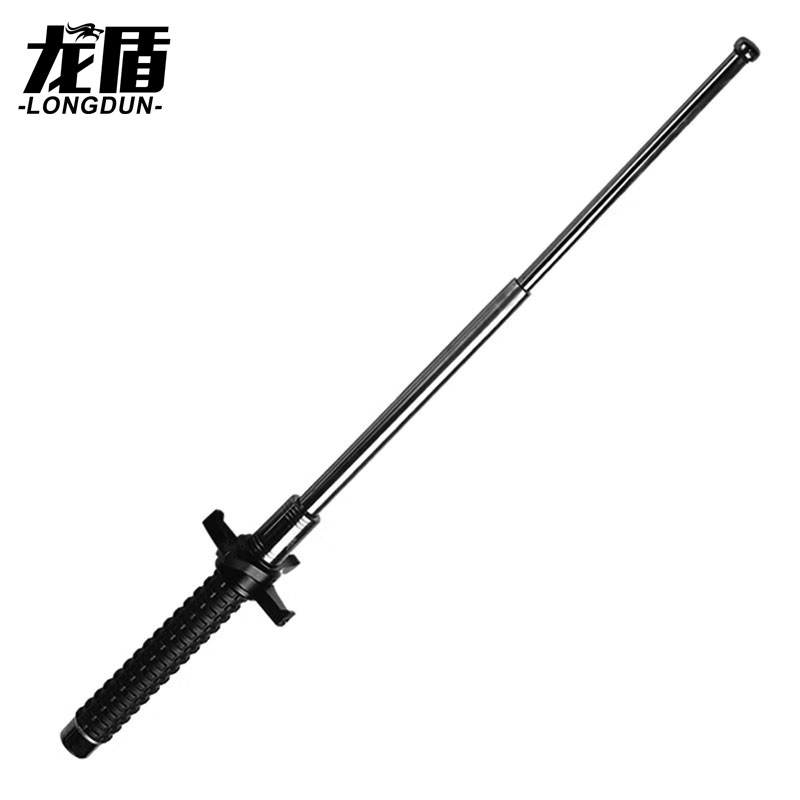 龙盾 实心打狗棒随身伸缩棒安防安保格挡棍26寸黑 银全长65CM