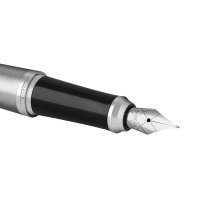 派克PARKER 钢笔 都市金属银白夹墨水笔 学生商务办公文具用品 可吸墨可替换墨囊0.5mm金属不锈钢F笔尖