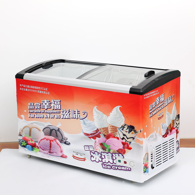 妮雪438升雪糕柜圆弧玻璃门雪糕柜冷柜冰柜冷藏冷冻展示饮料卧式展示柜冰淇淋柜玻璃门
