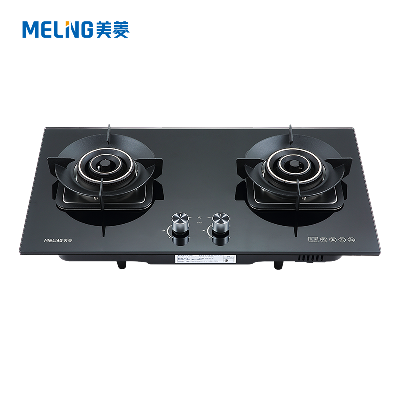美菱(MELING)5.2KW聚能燃气灶 智能烟灶联动 钢化玻璃家用节能双眼灶具 MZ-QB805天然气