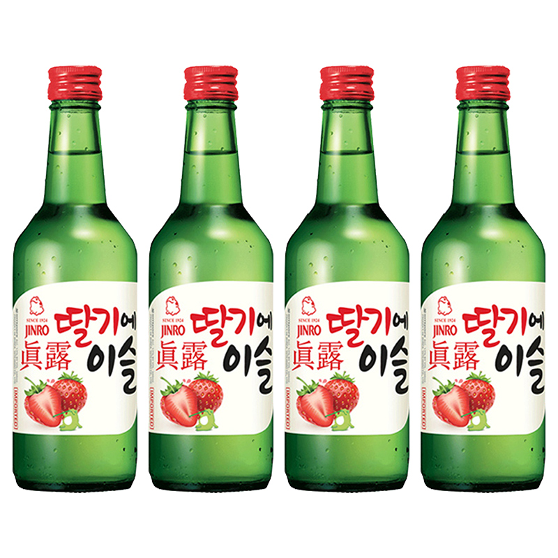 韩国进口真露草莓味烧酒13度360ml4瓶果味清酒利口预调鸡尾酒参数