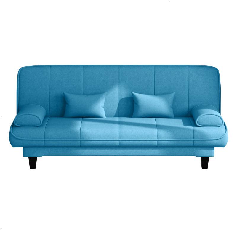 北欧可折叠沙发床两用坐卧客厅单人多功能沙发床小户型经济型双人 1.5米三人座（送抱枕）_ll-沙发床-湖蓝色 默认尺寸