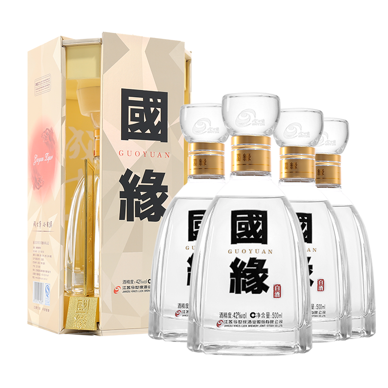 今世缘 国缘 四开 幽雅醇厚型 白酒42度500ml*4瓶 整箱装