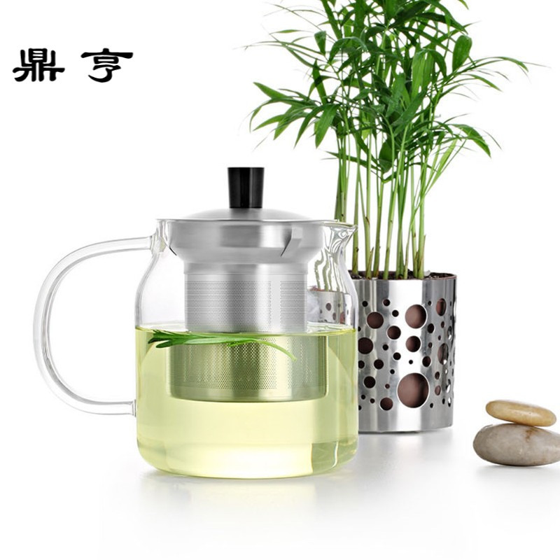 鼎亨玻璃茶壶 耐热加厚不锈钢内胆过滤泡茶壶家用冲茶器茶具