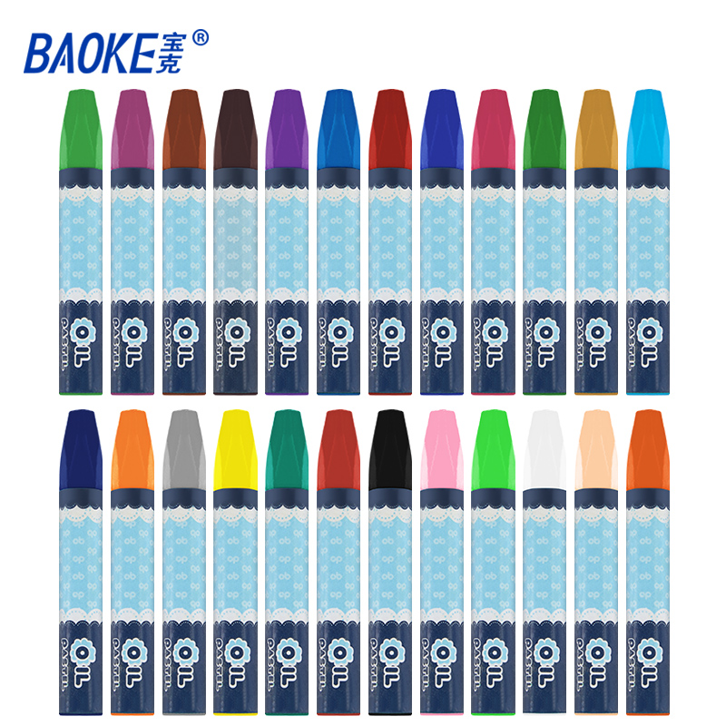 宝克(baoke) OP024 绚彩油画棒 多彩油画棒 绚彩24色 六角笔杆 可水洗 24片/盒