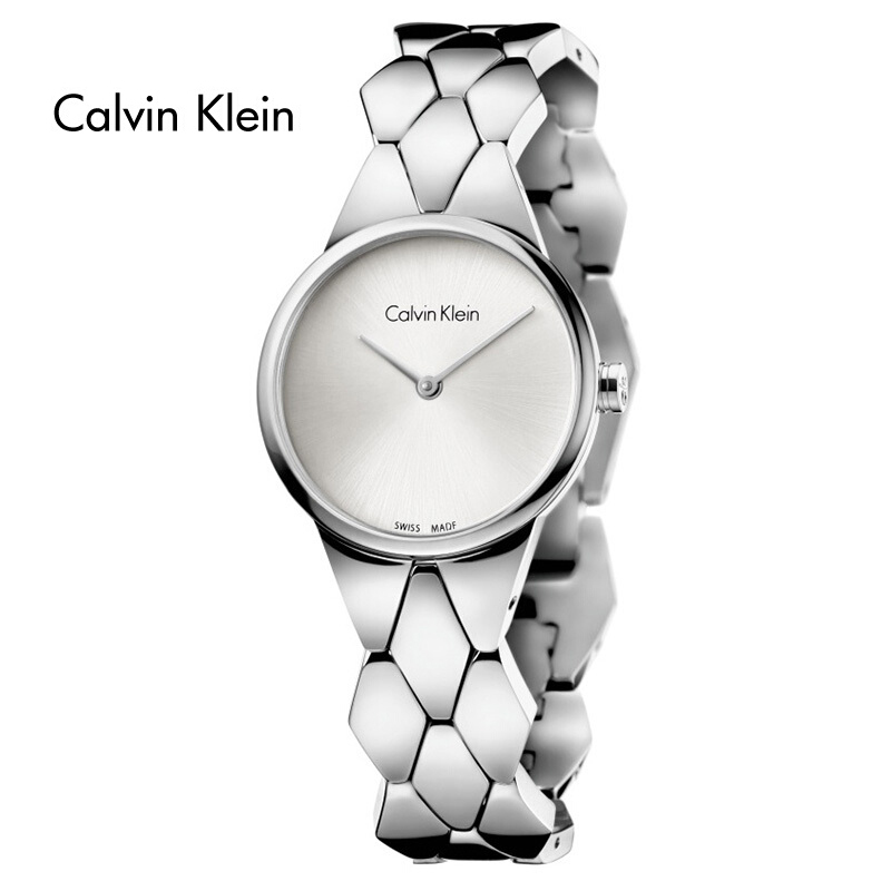 卡尔文·克莱恩(Calvin Klein)手表 SNAKE系列 金属银色手镯 石英女士腕表 K6E23146