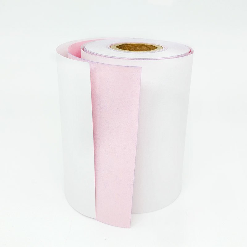 热敏收银纸75×60mm 两联收银纸无碳热敏压感打印纸两层小票纸二联白红双层120卷装