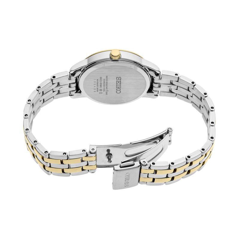 SEIKO女士三手石英手表30mm不锈钢双色表带防水高清大图