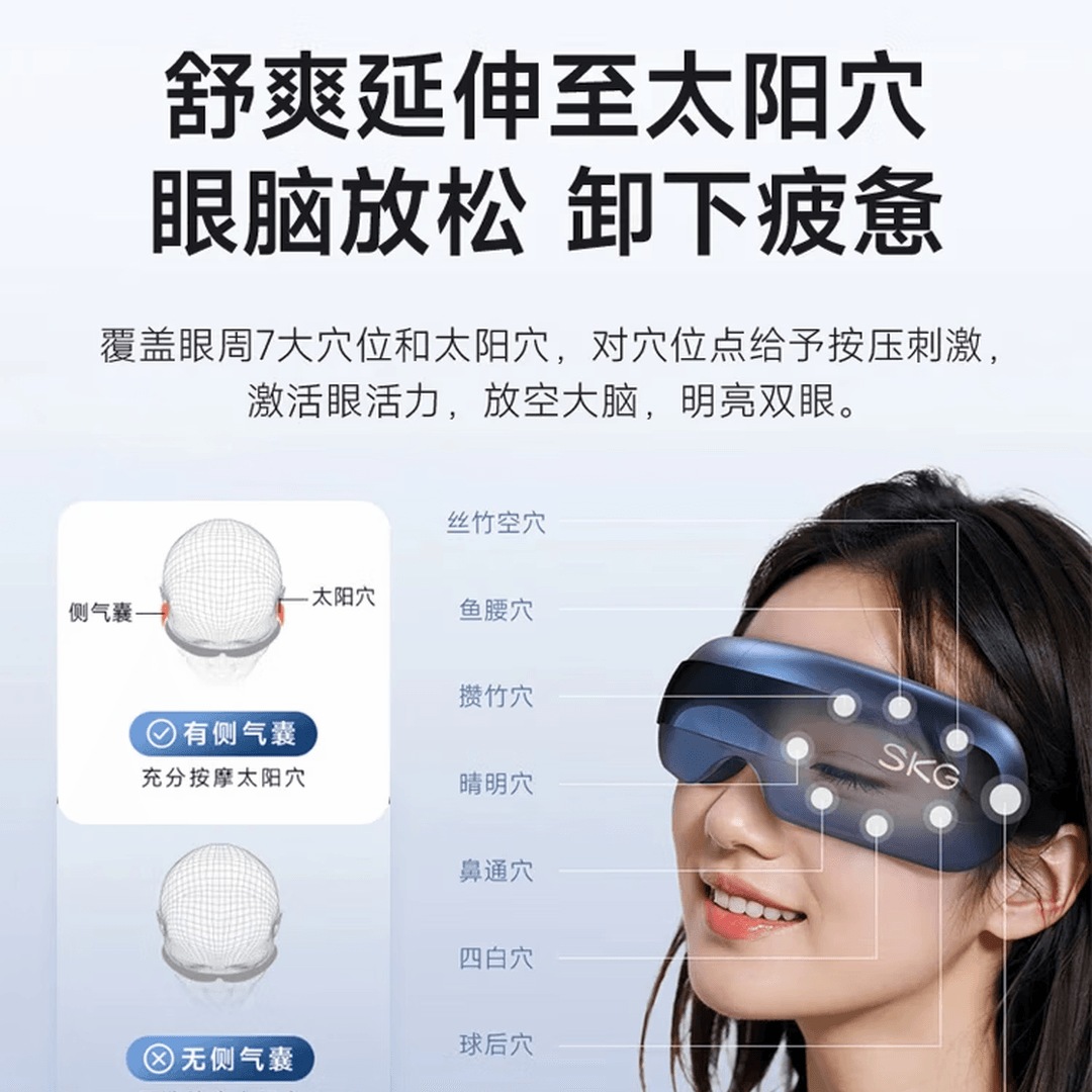 SKG眼部按摩仪便携可折叠眼睛按摩仪热敷可视化教师节生日礼物实用送男女友父母老师 E3二代[升级仿生气囊 定穴热敷...高清大图