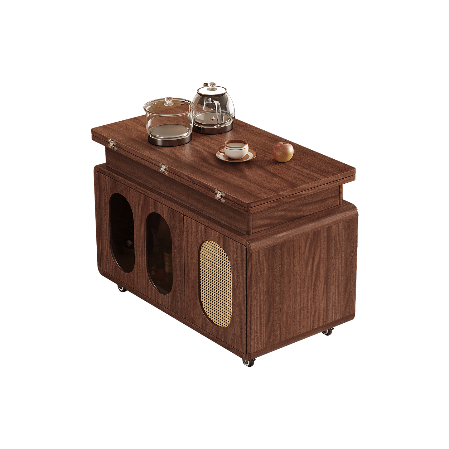 青木川 简约现代中式实木茶几可移动带轮升降边几沙发边柜小户型客厅现代简约小边几高清大图