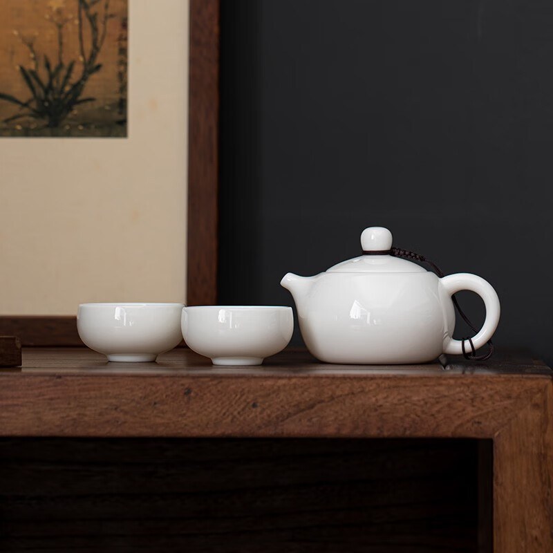 苏氏陶瓷/SUSHI CERAMICS J0337-1 茶具套装德化白瓷一壶两杯功夫茶杯礼盒装 (单位:盒)高清大图