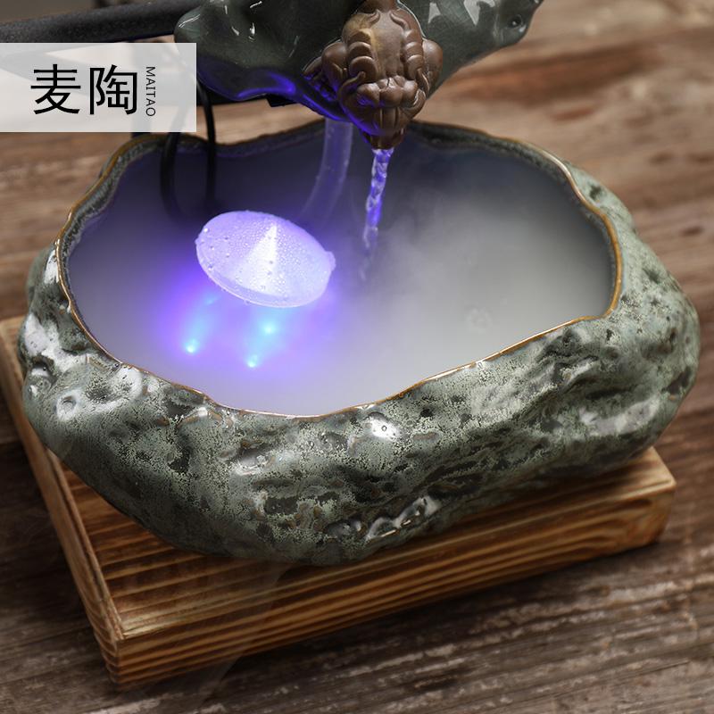 美帮汇创意流水器喷泉加湿器轮客厅办公室家居工艺摆件开业礼品高清大图