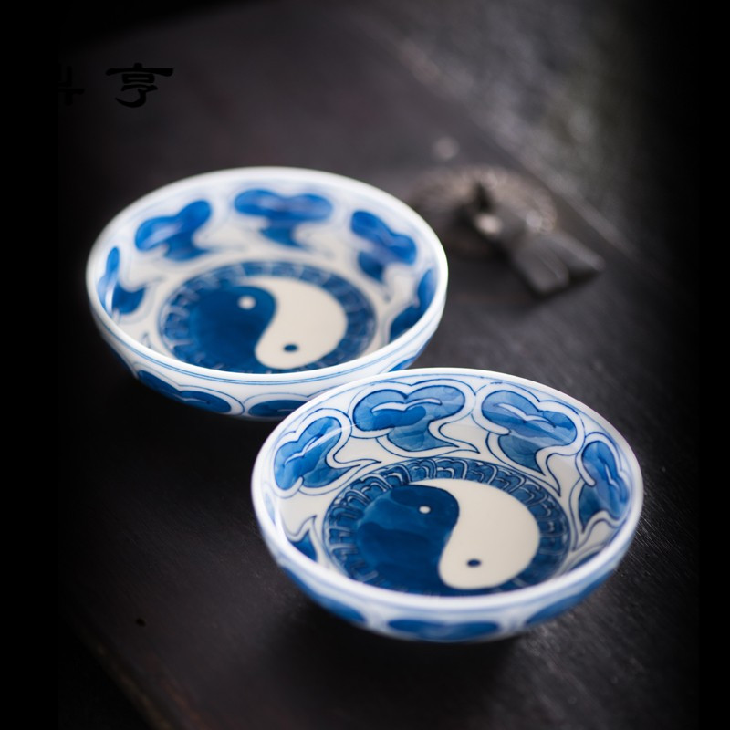鼎亨潮汕功夫茶具套装陶瓷中式青瓷品茗杯主人杯景德镇 纯手工青