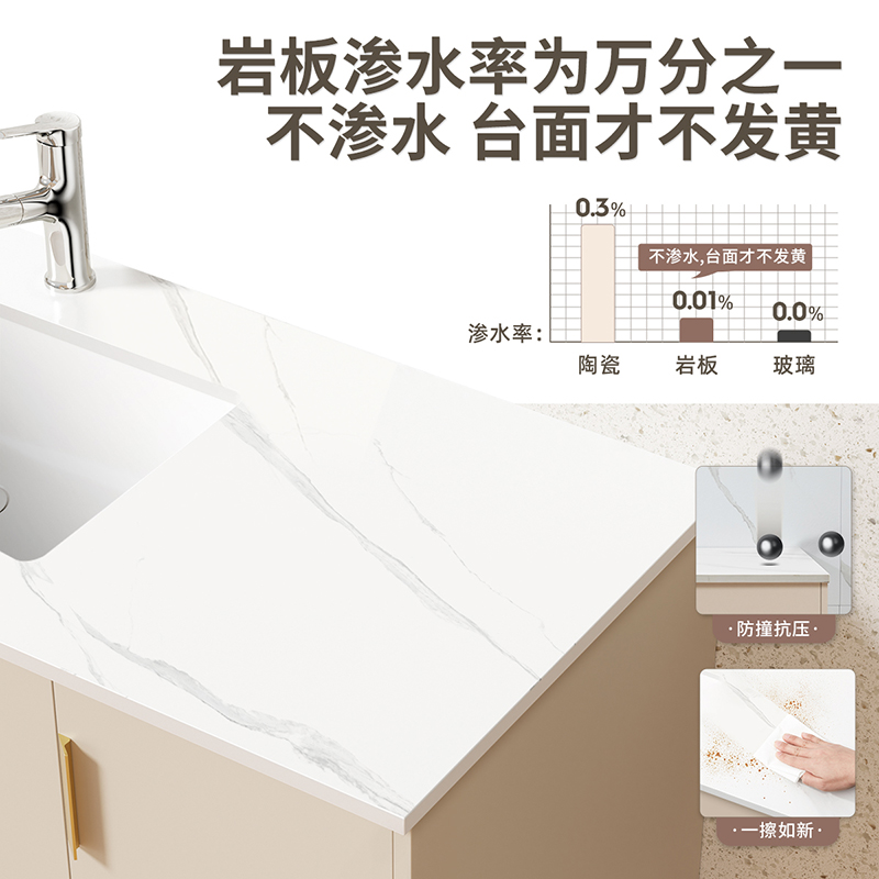 东鹏(DONG PENG) 实木浴室柜套装分层储物收纳带浴室镜洗漱台面盆洗手盆卫生间洗脸盆吊柜组合套装高清大图