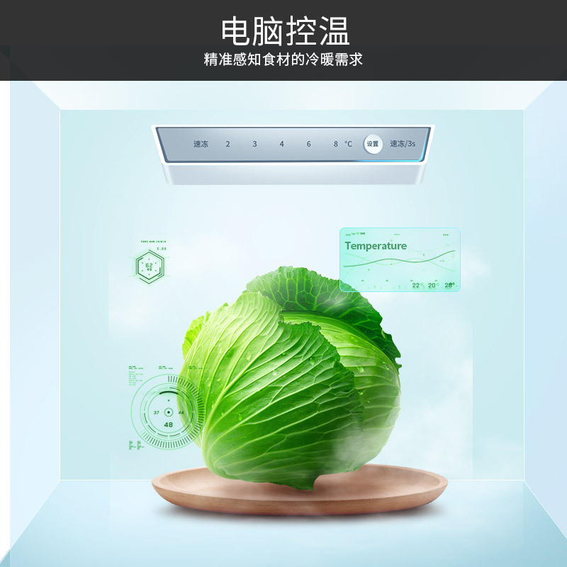 奥马(Homa)228升双门冰箱 家用风冷无霜 双开门式 电脑精准控温 节能省电静音 BCD-228WH金色高清大图