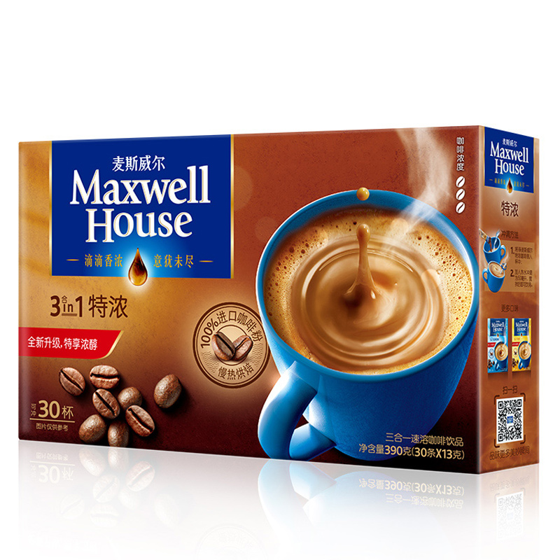 麦斯威尔 特浓三合一速溶咖啡 390g/盒 30条装(新老包装随机发货)高清大图