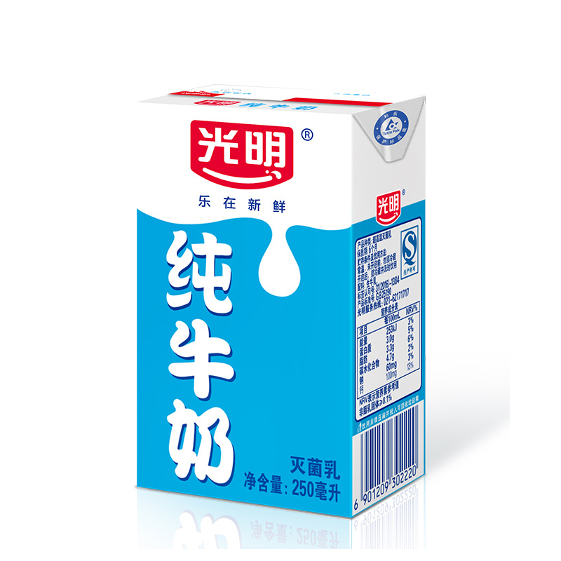 光明(BRIGHT)纯牛奶 小白奶 全脂奶 250ml*24盒装