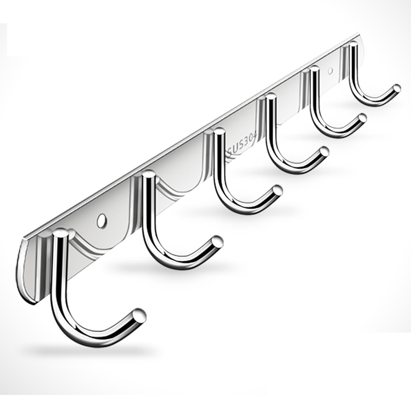 挂钩一排长条浴室金属不锈钢衣架衣服墙上免钉粘钩墙壁门后勾挂钩