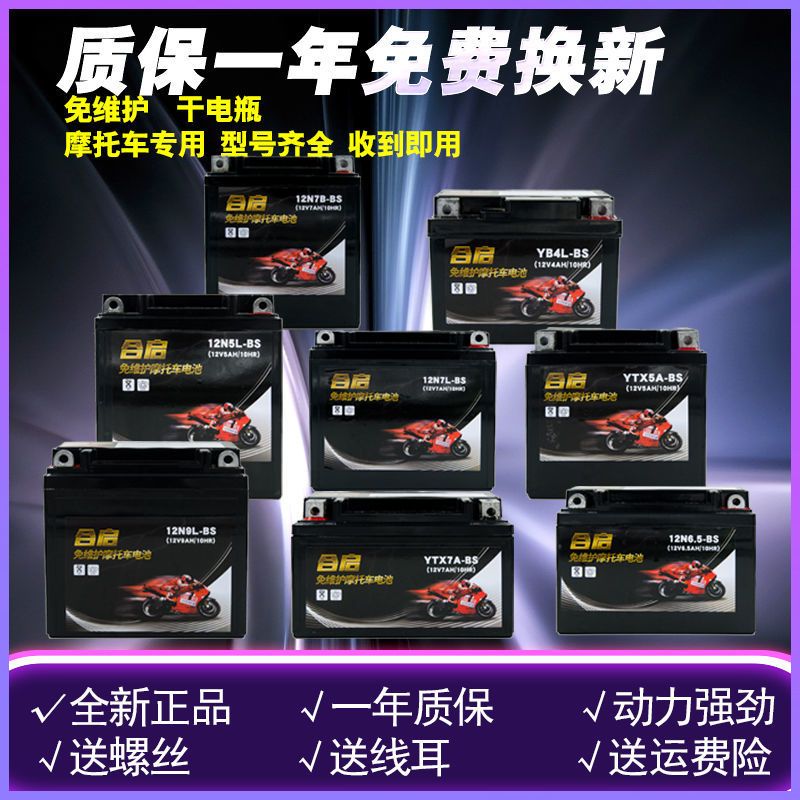 YT4特殊车用 摩托车电瓶12V免维护9A助力车125踏板车7A弯梁车通用干电瓶蓄电池