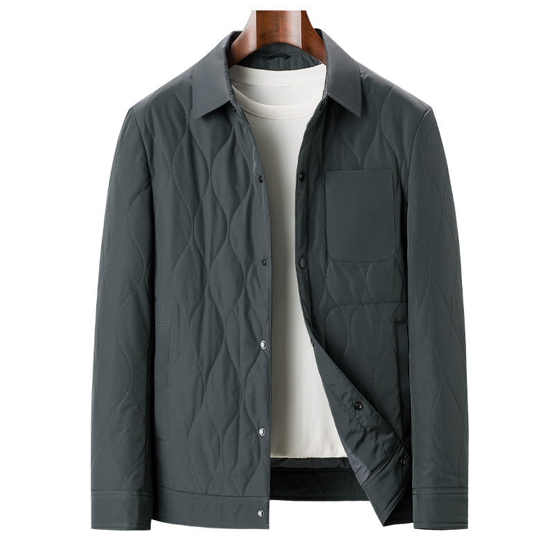 恒源祥秋冬季棉衣男士轻薄款桑蚕丝棉袄中老年棉服翻领爸爸装外棉高清大图