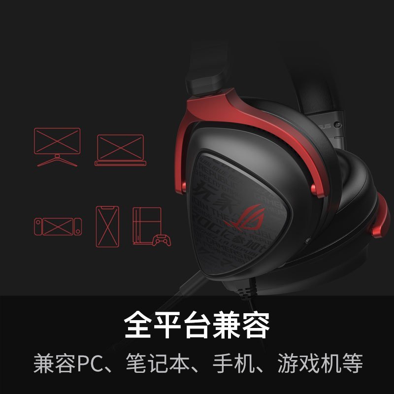 ROG 棱镜精英版 头戴式游戏耳机 虚拟7.1声道 Type-C耳机 可拆卸呼吸灯效