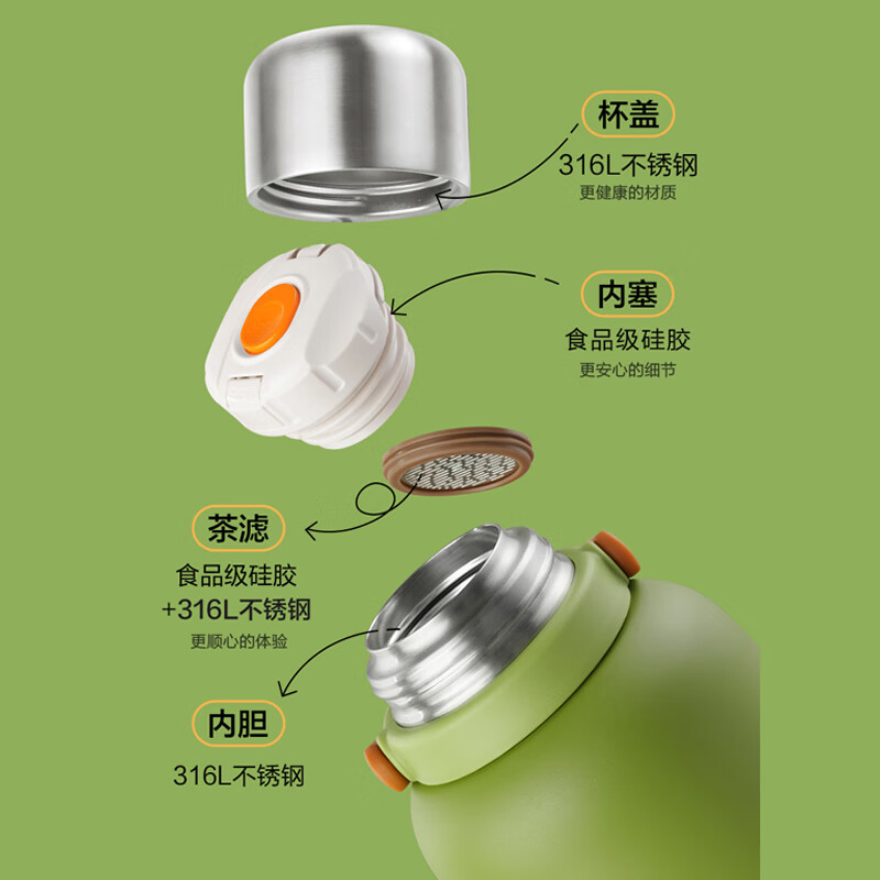 苏泊尔(SUPOR) 1L 随享保温杯KCV10AC10 青草绿