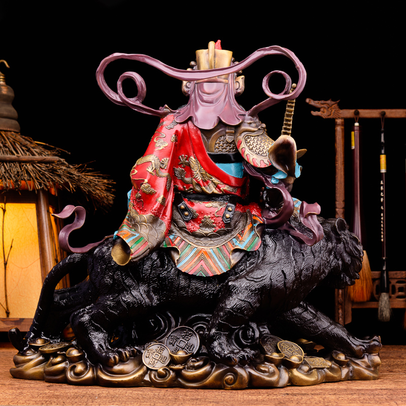 美帮汇赵公明神像铜 扬鞭赵公明神像骑虎武爷大号彩绘高清大图