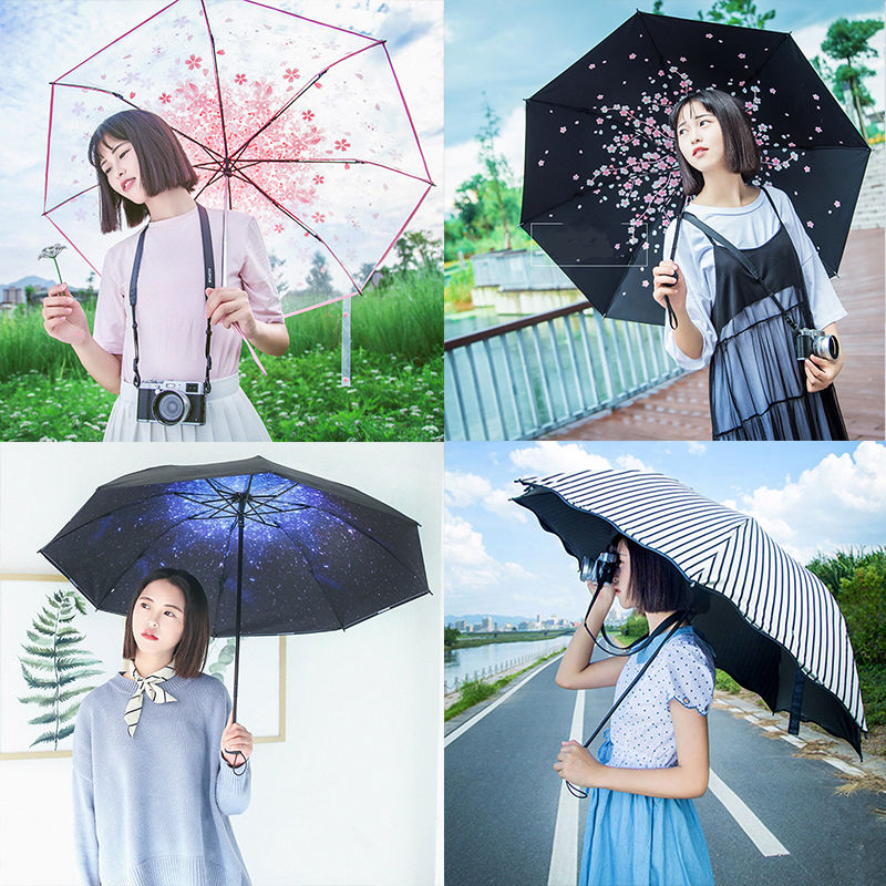太阳伞遮阳伞防紫外线雨伞折叠女学生韩版小清新防晒晴雨两用伞