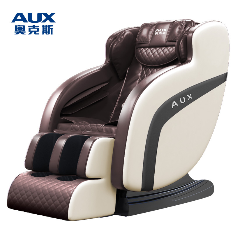 AUX/奥克斯豪华按摩椅S680家用全身全自动太空悬浮舱深V零重力小型多功能老人电动沙发颈椎肩腰背部智能揉捏器 中配棕色