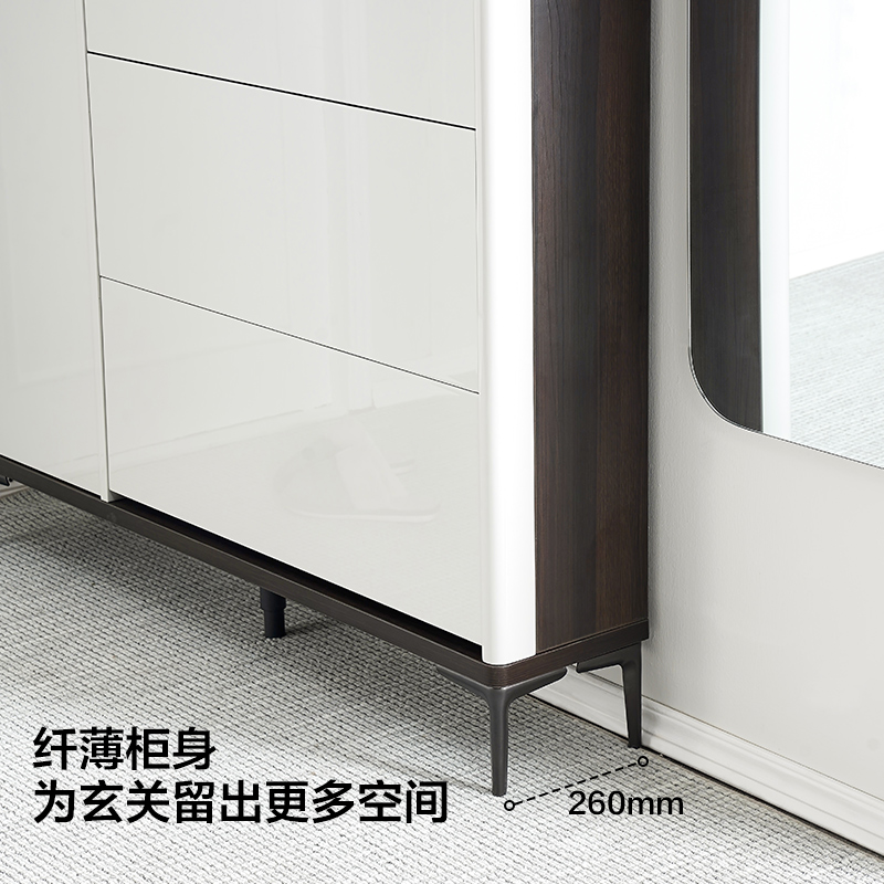 全友家居现代极简小户型玄关纤薄柜身翻斗鞋柜高清大图