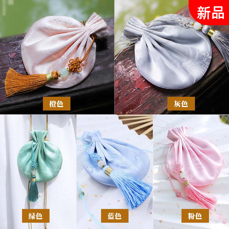 粉红色香囊材料包（不含香料） 中国风小刺绣缝制手工古风礼物香包荷包diy七夕节丝绸包香囊材料.